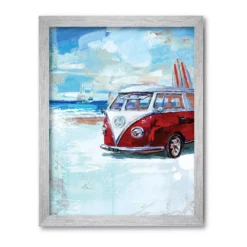 COURTSIDE MARKET Red Camper Van Framed Canvas Wall Art