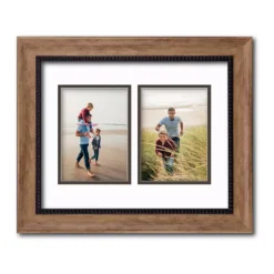 COURTSIDE MARKET Oak Finish 2-Opening Two Tone Double Mat 5" X 7" Collage Frame