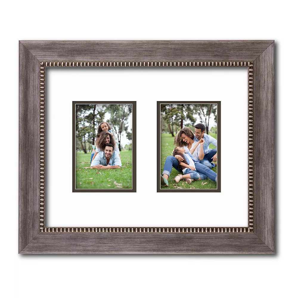 COURTSIDE MARKET Grey 2-Opening Two Toned Double Mat 4" X 6" Collage Frame 3 COURTSIDE MARKET Grey 2-Opening Two Toned Double Mat 4" X 6" Collage Frame