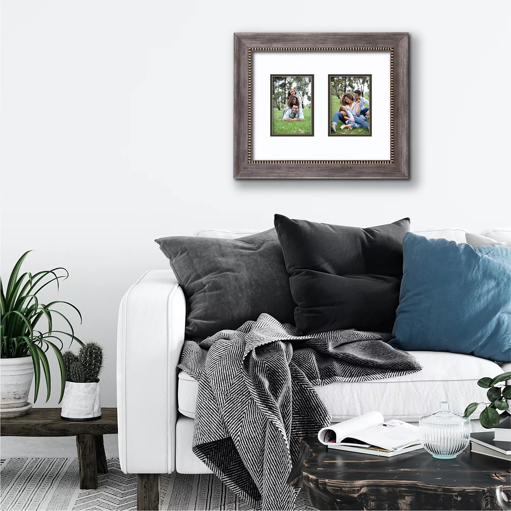 COURTSIDE MARKET Grey 2-Opening Two Toned Double Mat 4" X 6" Collage Frame 4 COURTSIDE MARKET Grey 2-Opening Two Toned Double Mat 4" X 6" Collage Frame - Image 2