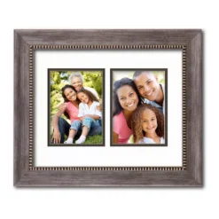 COURTSIDE MARKET Grey 2-Opening Two Toned Double Mat 5" X 7" Collage Frame