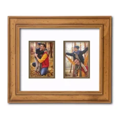 COURTSIDE MARKET Natural Finish 2-Opening Two Tone Double Mat 4" X 6" Collage Frame