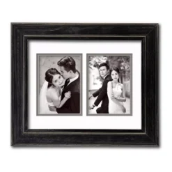 COURTSIDE MARKET Graphene Finish 2-Opening Two Tone Double Mat 5" X 7" Collage Frame