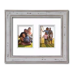 COURTSIDE MARKET Alabaster Finish 2-Opening Two Tone Double Mat 4" X 6" Collage Frame