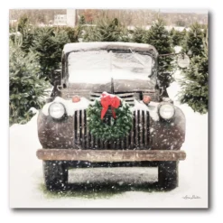 Courtside Market Vintage Truck Christmas Canvas Wall Art