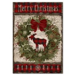 Courtside Market Moose Wreath Christmas Canvas Wall Art