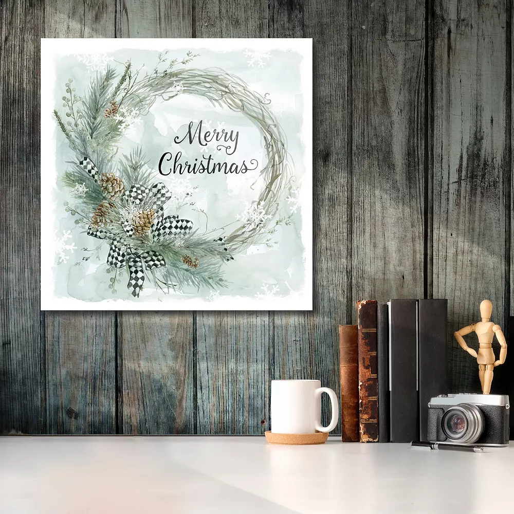 Courtside Market Merry Christmas Pine Wreath Canvas Wall Art 4 Courtside Market Merry Christmas Pine Wreath Canvas Wall Art - Image 2