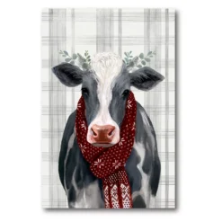 Courtside Market Yuletide Cow Canvas Wall Art