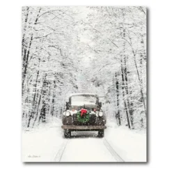 COURTSIDE MARKET Merry Christmas Truck Canvas Wall Art