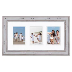 COURTSIDE MARKET Rustic Large White 3-Opening Collage Frame