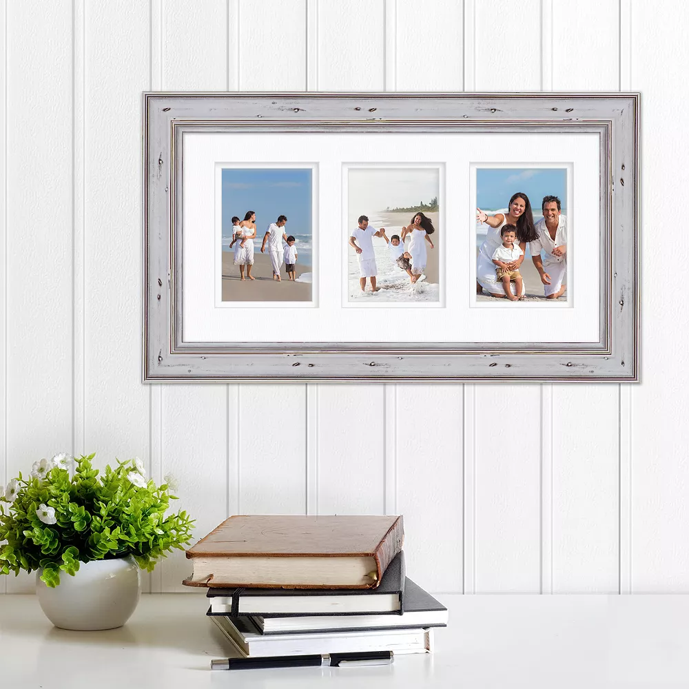 COURTSIDE MARKET Rustic Large White 3-Opening Collage Frame 4 COURTSIDE MARKET Rustic Large White 3-Opening Collage Frame - Image 2