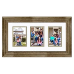 COURTSIDE MARKET Walnut Finish 3-Opening 5" X 7" Collage Frame