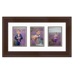 COURTSIDE MARKET Metro Chestnut Finish 5" X 7" 3-Opening Collage Frame