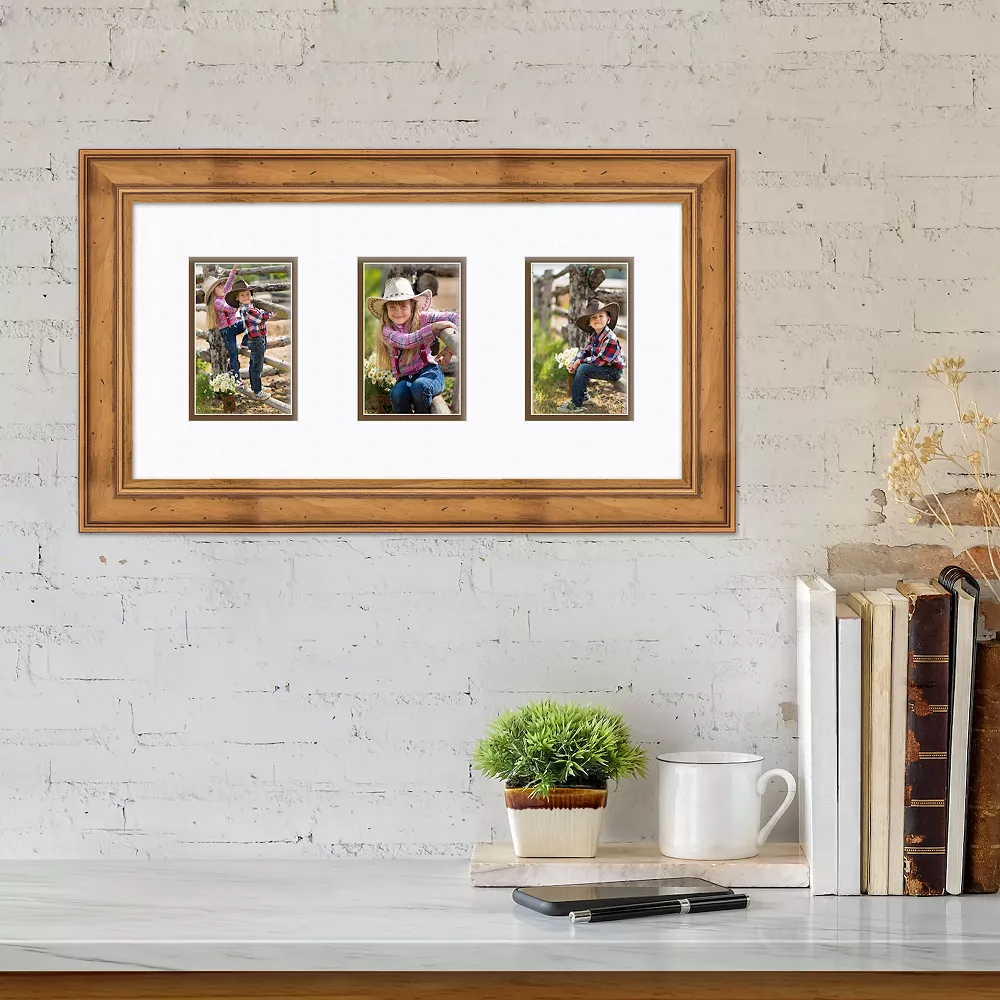 Courtside Market Industrial Rustic Natural 10" X 20" 3-Opening Frame 4 Courtside Market Industrial Rustic Natural 10" X 20" 3-Opening Frame - Image 2