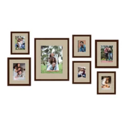 COURTSIDE MARKET Harvest Walnut Finish Tan Mat Collage Frame 7-piece Set
