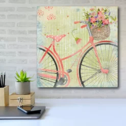 COURTSIDE MARKET Bicycle Pink Flowers Canvas Wall Art -Home Decor Discount Store 4994781 ALT3
