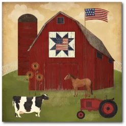COURTSIDE MARKET Americana Barn Canvas Wall Art