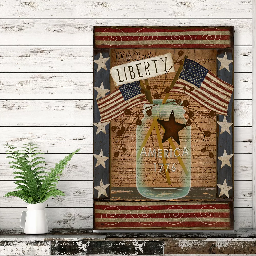 COURTSIDE MARKET Liberty Mason Jar Canvas Wall Art 4 COURTSIDE MARKET Liberty Mason Jar Canvas Wall Art - Image 2