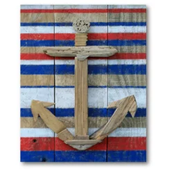 COURTSIDE MARKET Faux Driftwood Anchor Canvas Wall Art