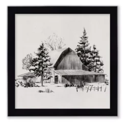 Courtside Market Distant Barn Sketch II Framed Wall Decor