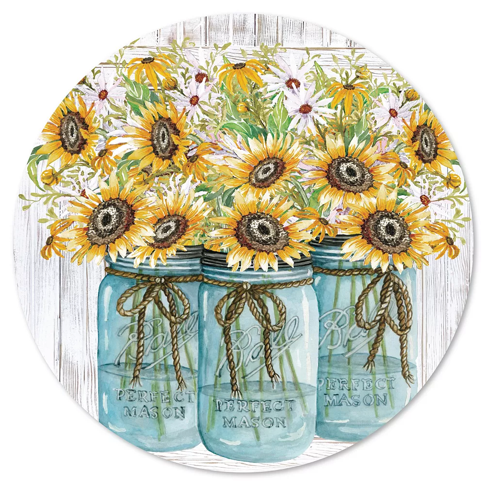 Courtside Market Beautiful Sunflower Circular Board Wall Art 3 Courtside Market Beautiful Sunflower Circular Board Wall Art