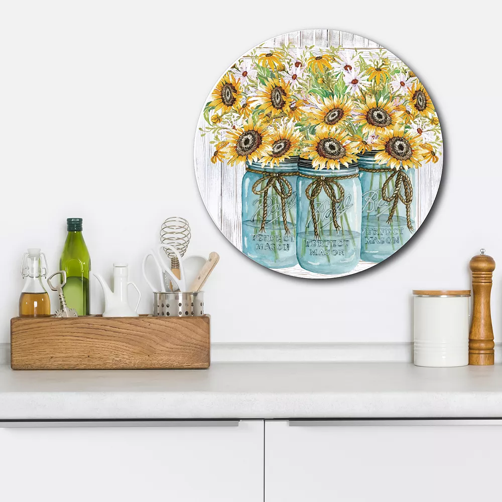 Courtside Market Beautiful Sunflower Circular Board Wall Art 4 Courtside Market Beautiful Sunflower Circular Board Wall Art - Image 2