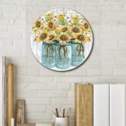 Courtside Market Beautiful Sunflower Circular Board Wall Art 9 Courtside Market Beautiful Sunflower Circular Board Wall Art -Home Decor Discount Store 5702589 ALT3