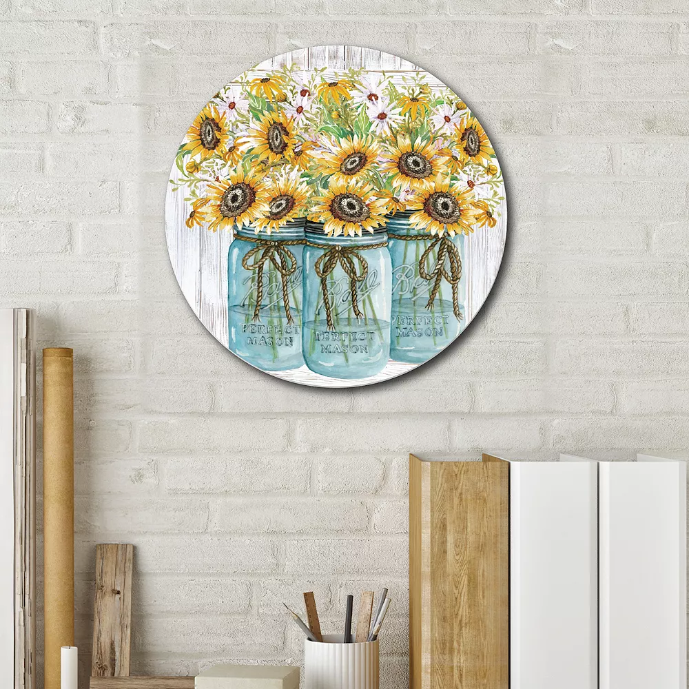 Courtside Market Beautiful Sunflower Circular Board Wall Art 6 Courtside Market Beautiful Sunflower Circular Board Wall Art - Image 4