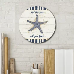 Courtside Market Calm Seas II Gold Circular Board Wall Art -Home Decor Discount Store 5702618 ALT3